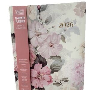 Orange Circle Studio Planner 2026 12 Mo. Monthly Planner 11x9” Floral/Pockets XL